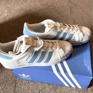 Adidas Superstar White/LT Blue Shoes